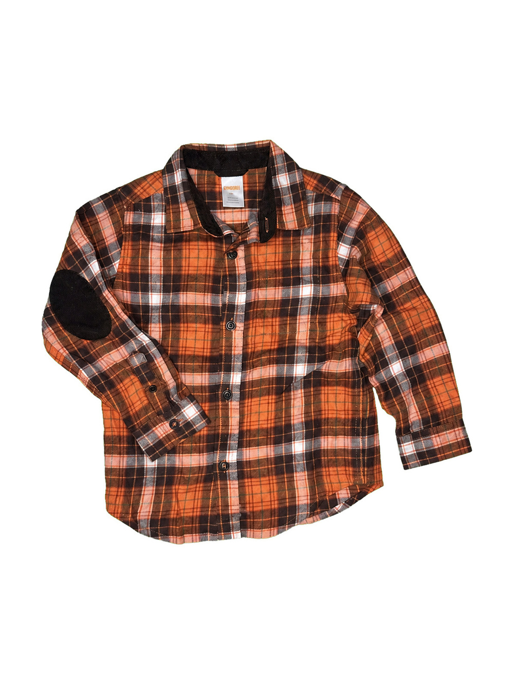 Gymboree Orange and Brown Plaid Button-Up Shirt with Elbow Patches, Size 4T